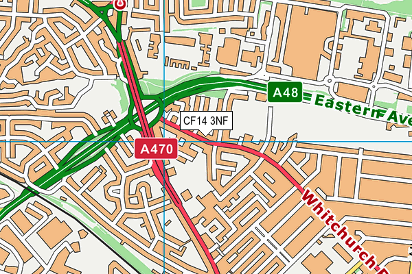 CF14 3NF map - OS VectorMap District (Ordnance Survey)
