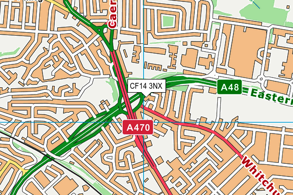 CF14 3NX map - OS VectorMap District (Ordnance Survey)