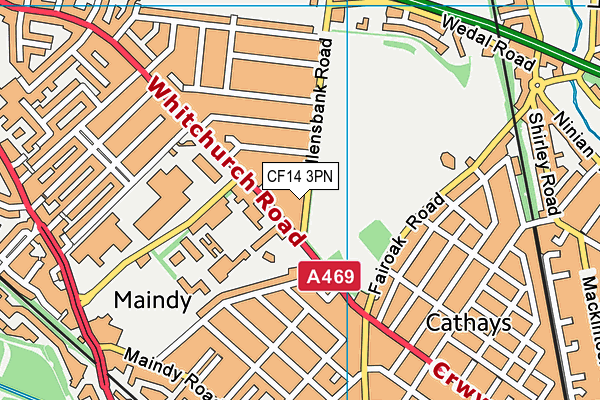 CF14 3PN map - OS VectorMap District (Ordnance Survey)