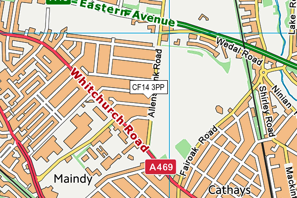 CF14 3PP map - OS VectorMap District (Ordnance Survey)