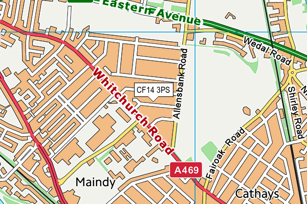 CF14 3PS map - OS VectorMap District (Ordnance Survey)