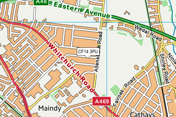 CF14 3PU map - OS VectorMap District (Ordnance Survey)