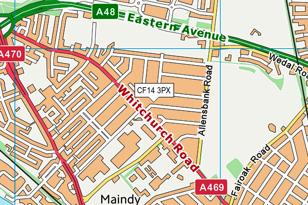 CF14 3PX map - OS VectorMap District (Ordnance Survey)