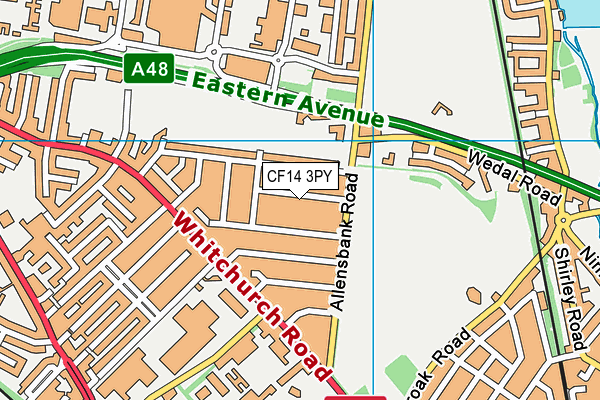 CF14 3PY map - OS VectorMap District (Ordnance Survey)