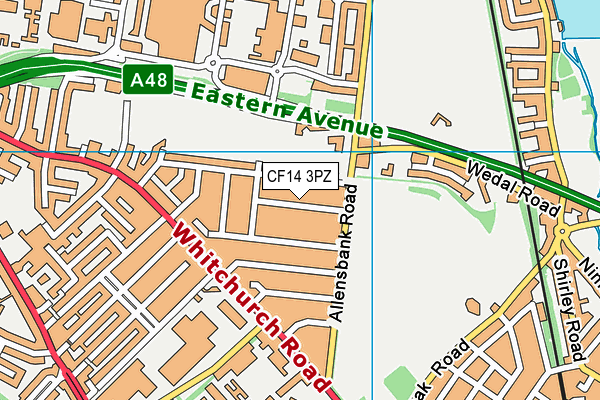 CF14 3PZ map - OS VectorMap District (Ordnance Survey)