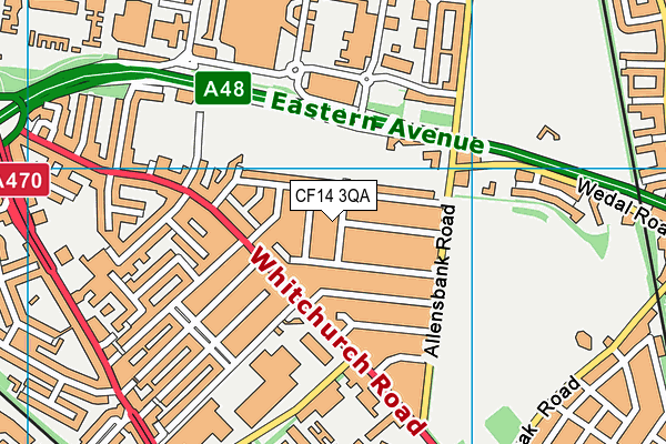 CF14 3QA map - OS VectorMap District (Ordnance Survey)