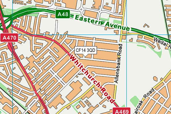 CF14 3QD map - OS VectorMap District (Ordnance Survey)