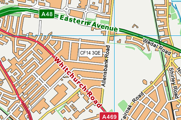 Allensbank Primary School map (CF14 3QE) - OS VectorMap District (Ordnance Survey)