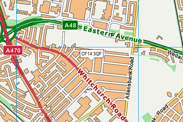 CF14 3QF map - OS VectorMap District (Ordnance Survey)