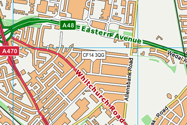 CF14 3QG map - OS VectorMap District (Ordnance Survey)