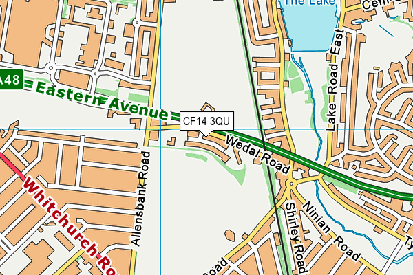 CF14 3QU map - OS VectorMap District (Ordnance Survey)