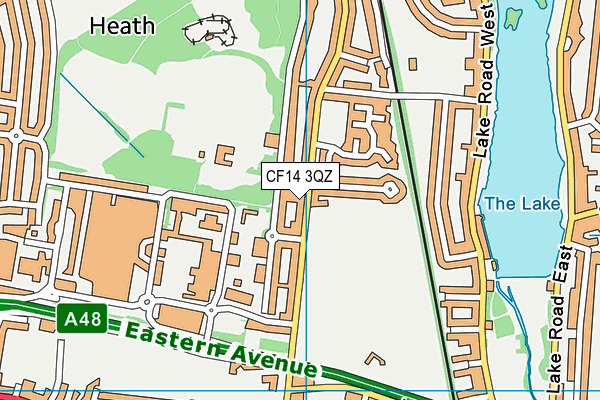 CF14 3QZ map - OS VectorMap District (Ordnance Survey)