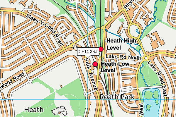 CF14 3RJ map - OS VectorMap District (Ordnance Survey)