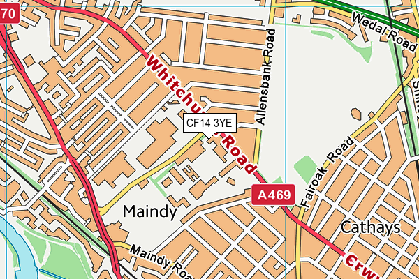 CF14 3YE map - OS VectorMap District (Ordnance Survey)