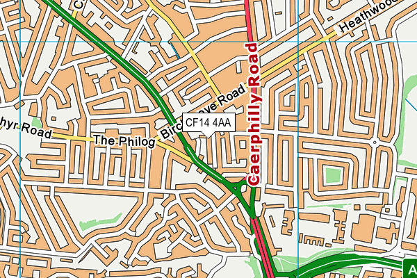 CF14 4AA map - OS VectorMap District (Ordnance Survey)