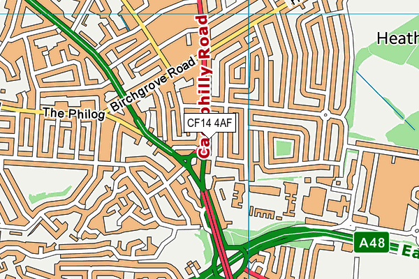 CF14 4AF map - OS VectorMap District (Ordnance Survey)