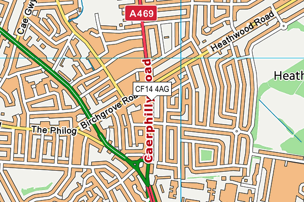 CF14 4AG map - OS VectorMap District (Ordnance Survey)