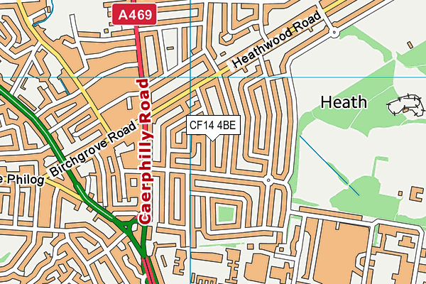 CF14 4BE map - OS VectorMap District (Ordnance Survey)