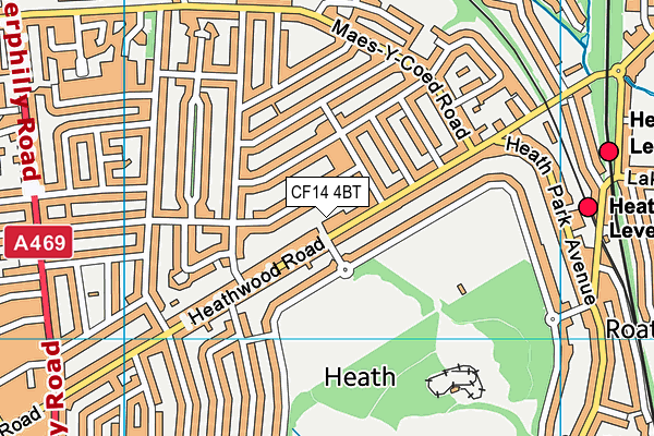 CF14 4BT map - OS VectorMap District (Ordnance Survey)