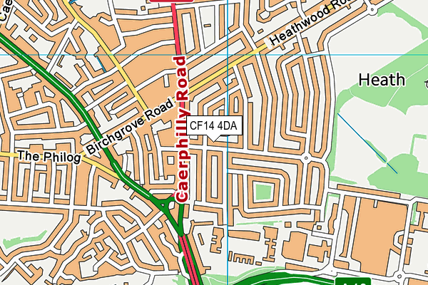 CF14 4DA map - OS VectorMap District (Ordnance Survey)