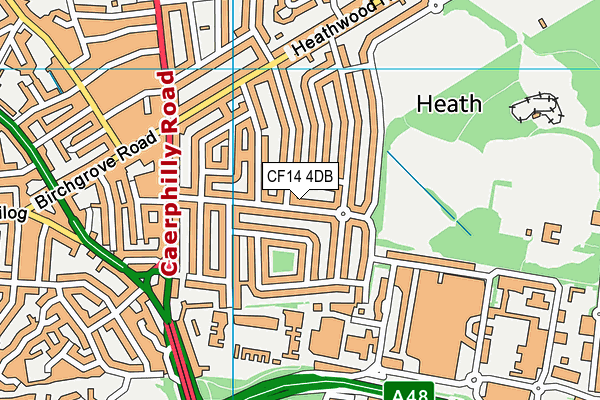 CF14 4DB map - OS VectorMap District (Ordnance Survey)