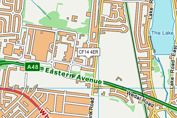 CF14 4ER map - OS VectorMap District (Ordnance Survey)