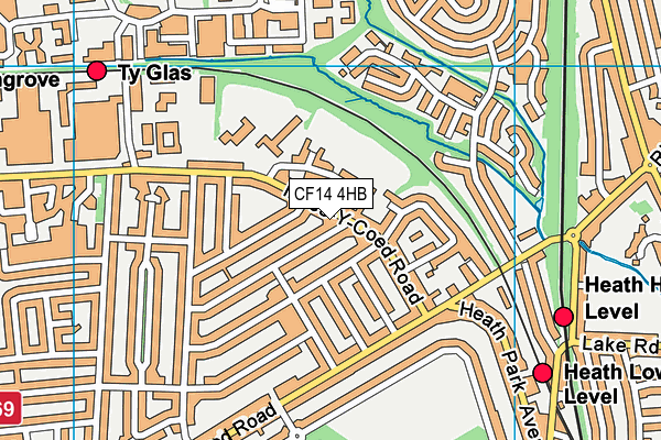 CF14 4HB map - OS VectorMap District (Ordnance Survey)