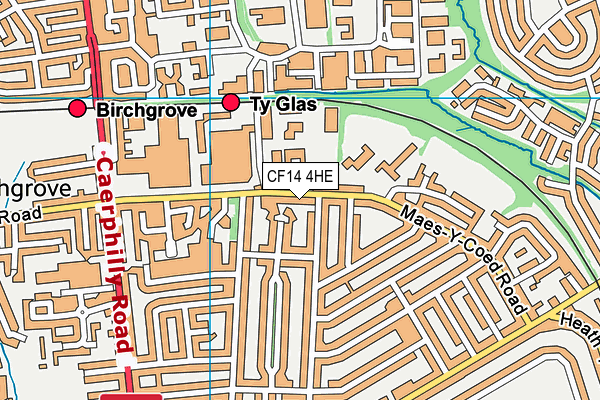 CF14 4HE map - OS VectorMap District (Ordnance Survey)