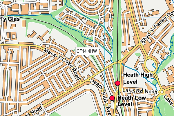 CF14 4HW map - OS VectorMap District (Ordnance Survey)