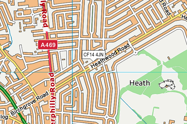 CF14 4JN map - OS VectorMap District (Ordnance Survey)