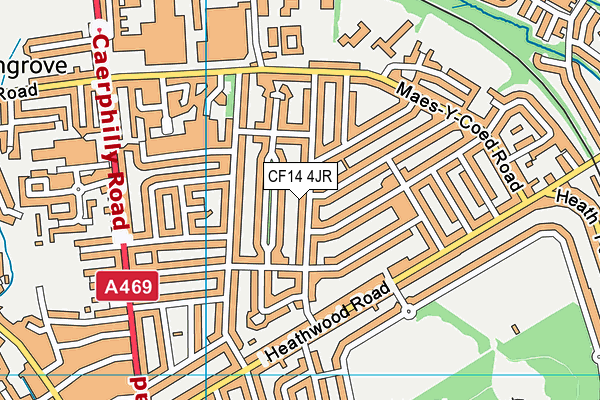 CF14 4JR map - OS VectorMap District (Ordnance Survey)