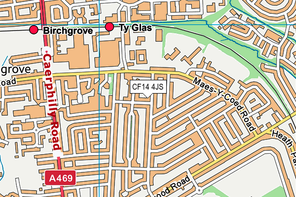 CF14 4JS map - OS VectorMap District (Ordnance Survey)