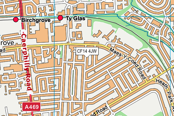 CF14 4JW map - OS VectorMap District (Ordnance Survey)