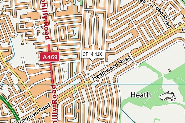 CF14 4JX map - OS VectorMap District (Ordnance Survey)