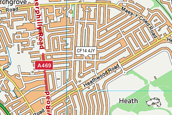 CF14 4JY map - OS VectorMap District (Ordnance Survey)