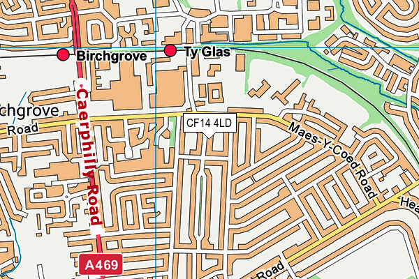 CF14 4LD map - OS VectorMap District (Ordnance Survey)