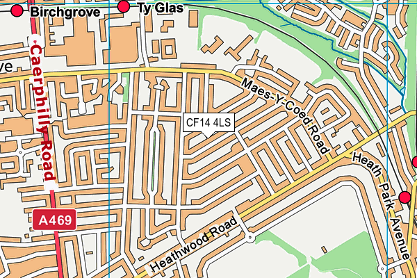 CF14 4LS map - OS VectorMap District (Ordnance Survey)