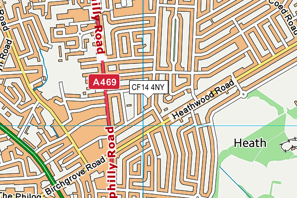 CF14 4NY map - OS VectorMap District (Ordnance Survey)