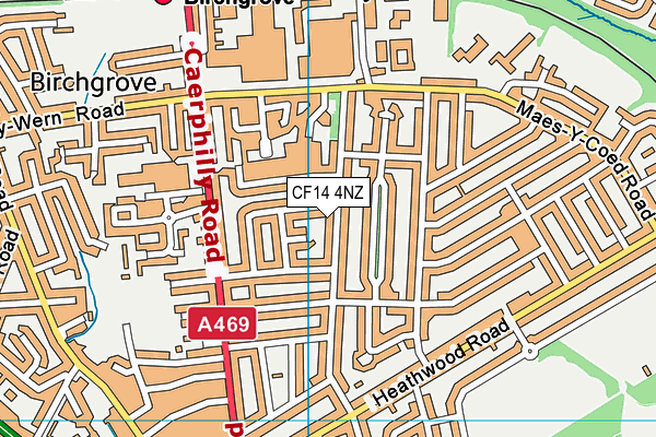 CF14 4NZ map - OS VectorMap District (Ordnance Survey)