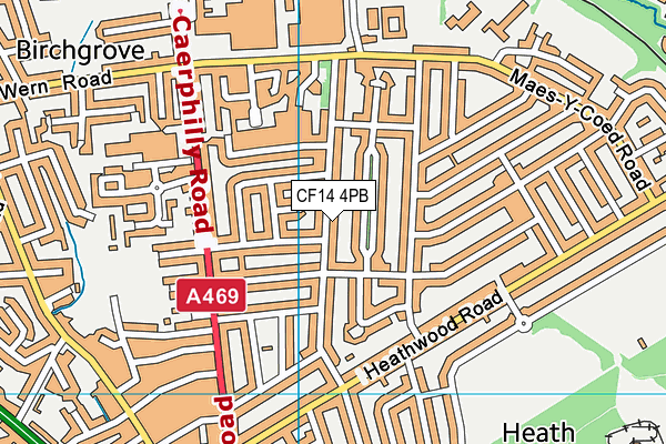 CF14 4PB map - OS VectorMap District (Ordnance Survey)