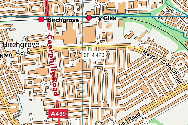 CF14 4PD map - OS VectorMap District (Ordnance Survey)