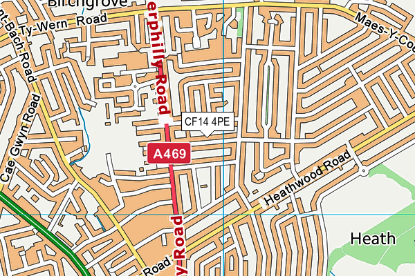 CF14 4PE map - OS VectorMap District (Ordnance Survey)