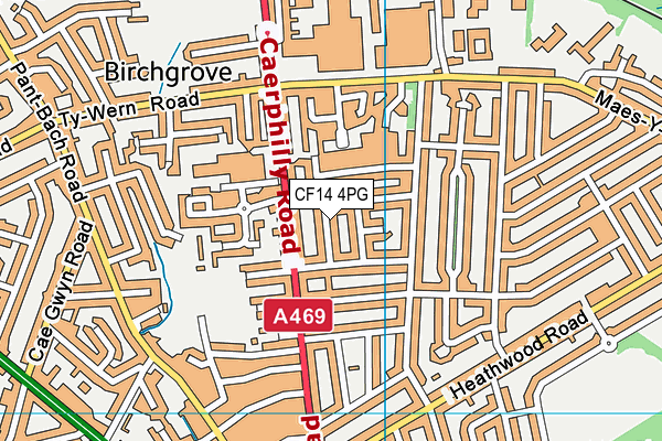 CF14 4PG map - OS VectorMap District (Ordnance Survey)