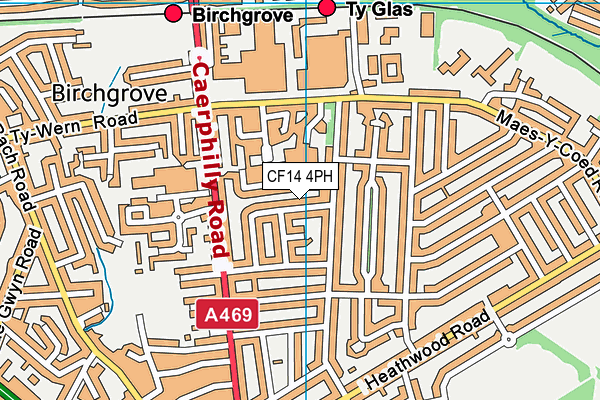 CF14 4PH map - OS VectorMap District (Ordnance Survey)