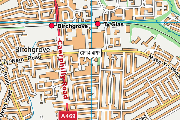 CF14 4PP map - OS VectorMap District (Ordnance Survey)