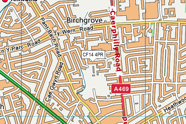 CF14 4PR map - OS VectorMap District (Ordnance Survey)