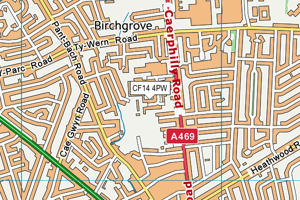 CF14 4PW map - OS VectorMap District (Ordnance Survey)