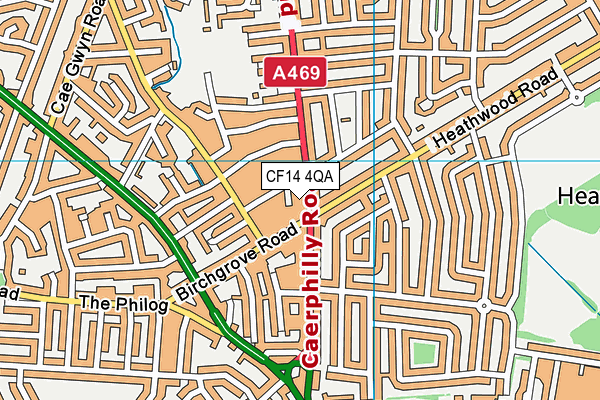 CF14 4QA map - OS VectorMap District (Ordnance Survey)