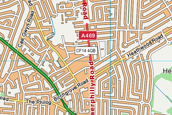 CF14 4QB map - OS VectorMap District (Ordnance Survey)