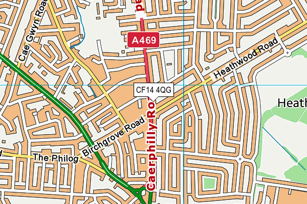 CF14 4QG map - OS VectorMap District (Ordnance Survey)